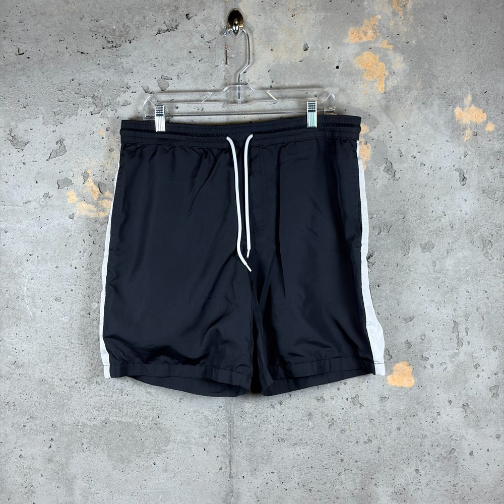 H&M Divided Swim Shorts Mens Large Black Mesh Lined Drawstring Swimwear Beach